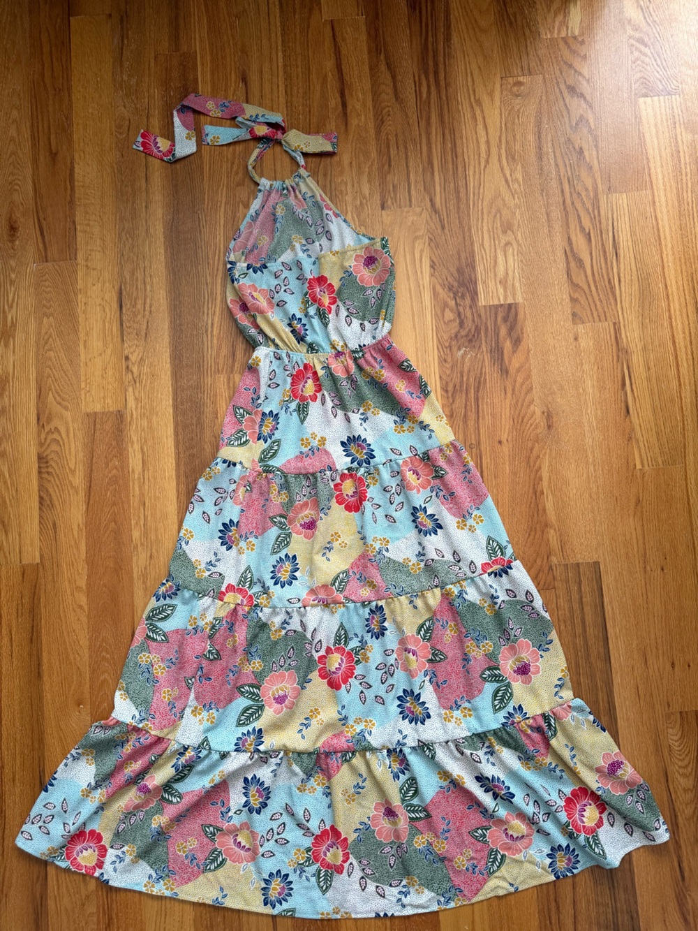 Monteau Floral Maxi Halter Dress | Cottagecore | size Small - Picture 3 of 8